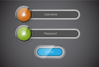 login interface design with shiny rounded buttons