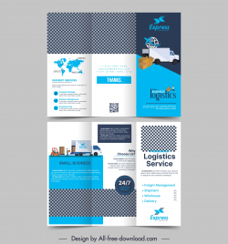 logistic brochure template checkered vehicles decor