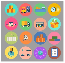 logistic icons isolated with symbols in circles