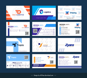 logistics business card templates collection elegant bright