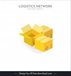 logistics design elements modern 3d carton boxes sketch