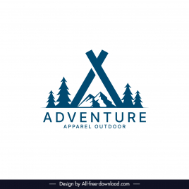 logo adventure apparel outdoor template classic mountain trees elements