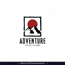 logo adventure apparel outdoor template retro mountain sun frame