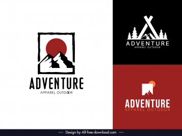 logo adventure apparel outdoor templates collection silhouette contrast