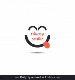 logo alway smile template cute flat happy face sketch