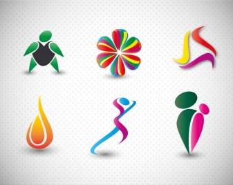 logo design elements in colorful abstract shapes
