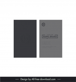 logo embossed business card template dark retro simple plain gray design