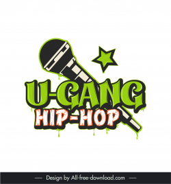 logo for hiphop page for the name u gang template bloody texts star microphone sketch