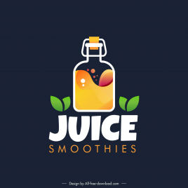 logo juice template flat bottle leaves text