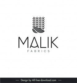 logo malik fabrics template flat classical trees leaf sketch