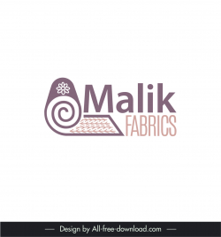 logo malik fabrics template texts curves petal trees outline