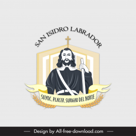 logo of san isidro labrador template classical cartoon sketch