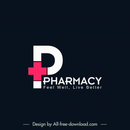 logo pharmacy template flat cross shape stylized text sketch contrast design