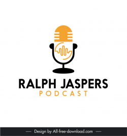 logo podcast ralph jaspers template flat symmetric microphone outline
