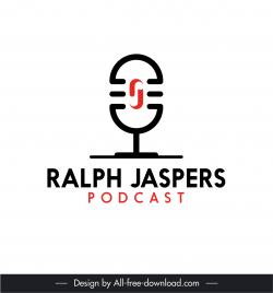 logo podcast ralph jaspers template modern flat symmetric microphone shape sketch