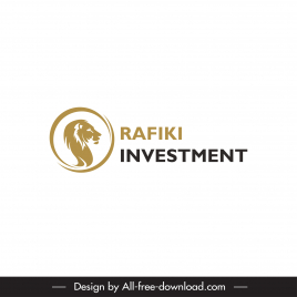 logo rafiki investment template flat silhouette lion head isolation design