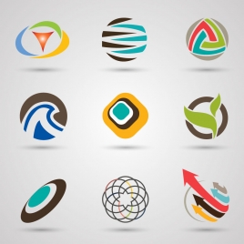 logo sets design with colored abstract circles style