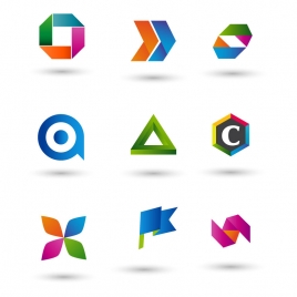 logo sets design with various shapes and colors