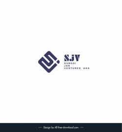 logo sungai jan ventures aka service and maintenance contractor and construction machineries rental and supply template flat geometric stylized text design