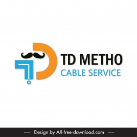 logo td metho cable service template flat modern elegant stylized text moustache decor