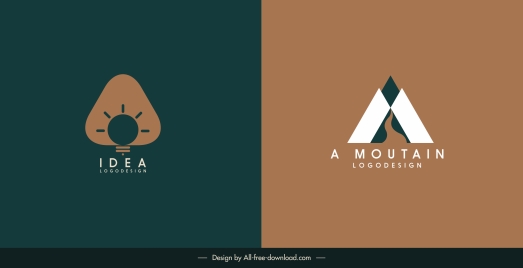 logo templates lightbulb mountain sketch flat design