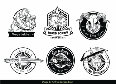 logotypes templates retro black white emblems decor
