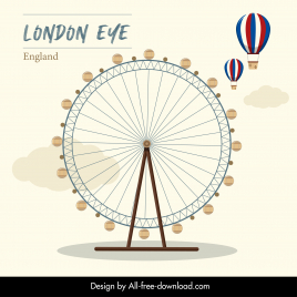 london eye ferris wheel advertising banner flat classic sketch
