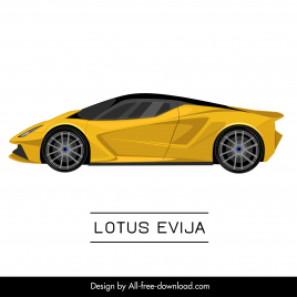 lotus evija car model icon modern flat side view design