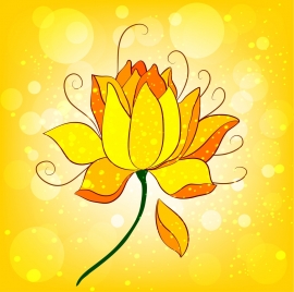 lotus icon sparkling yellow design cartoon sketch