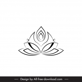 lotus logo template black white flat symmetrical shape outline