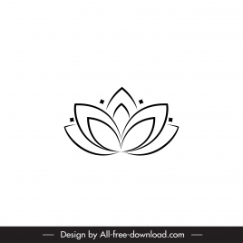 lotus logotype black white symmetric flat rounded shape outline