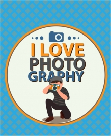 love photography banner cameraman design with text