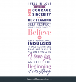 love quotes for her poster template modern horizontal vertical texts decor