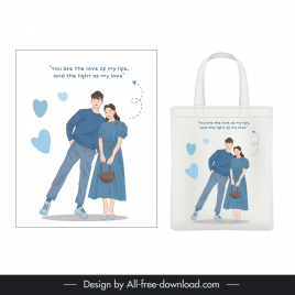 love tote bag design elements cute dynamic love couple