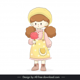 lovely girl design elements cartoon character