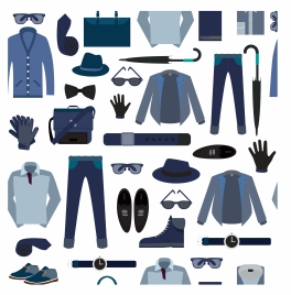 man fashion collection isolated with various elegant accessories