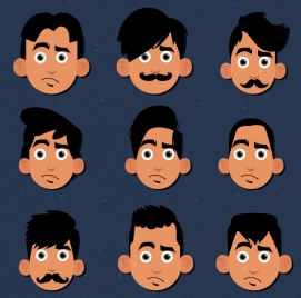 Men hairstyle collection portrait design cartoon characters vectors stock  in format for free download 