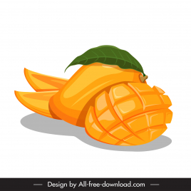 mango fruit icon sliced cut sketch classic design