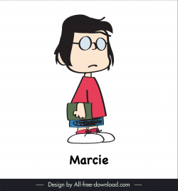 marcie of peanut snoopy icon handdrawn cartoon character sketch