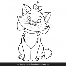 marie kitty icon lovely handdrawn cartoon outline