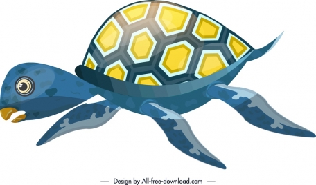 marine creature background turtle icon colorful sketch