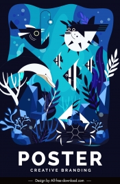 marine species poster colored classic design