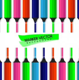 marker pens background colorful icons decor