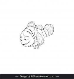 marlin finding nemo icon cute cartoon character handdrawn outline