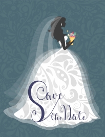 marriage poster bride silhouette elegant dress classical decor