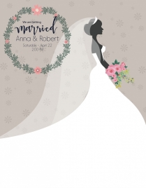 married poster bride icon elegant white dress decor