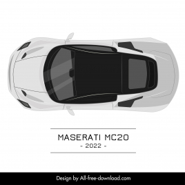 maserati mc20 2022 car advertising template modern top view sketch