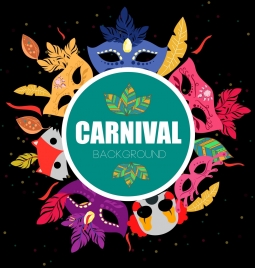 mask carnival background circle decoration colorful icons