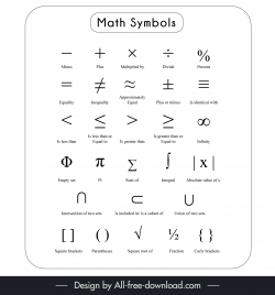 mathematical symbols design elements flat black white design