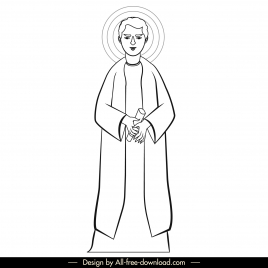 matthew christian apostle icon black white vintage cartoon character outline